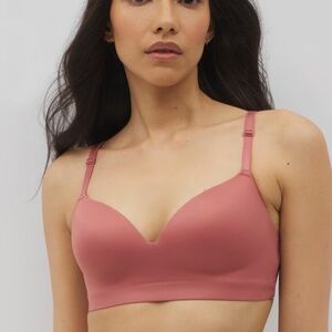 Soma Womens Enbliss Luxe Wireless Lace J Hook Bra 36C Coral Convertible Soft